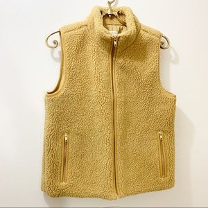J. Crew Factory Caramel Sherpa Vest Size S